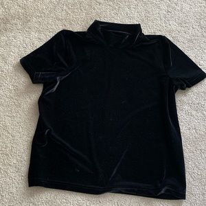 Madewell black velvet mock neck top